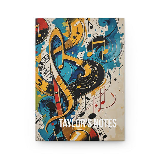 Hardcover Journal Matte Abstract Music Notes Art