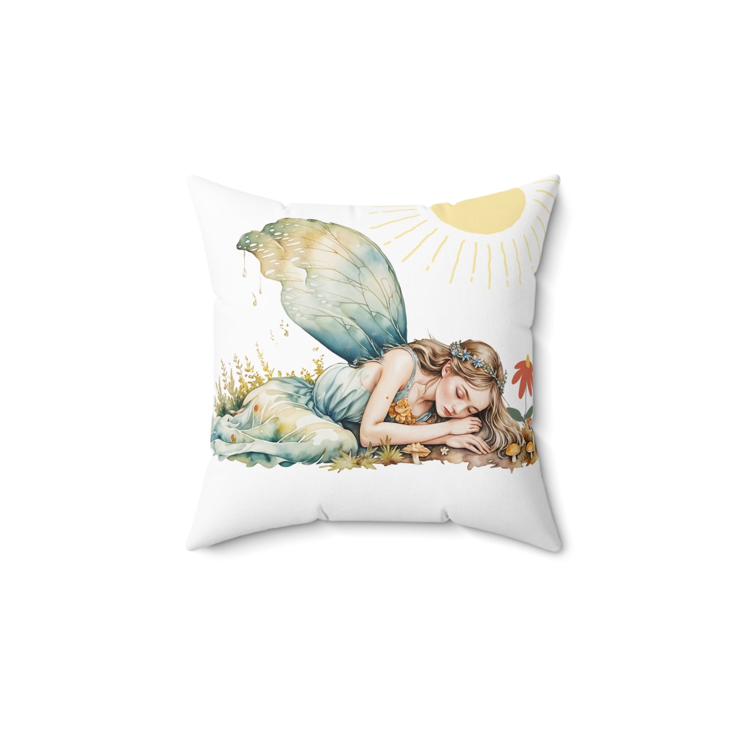Square Pillow ~Slumbering Fairy  Pillow Art by Fairyhill Studio