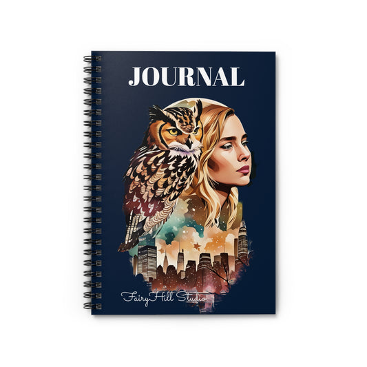 Spiral Notebook -Girl and the Spirit Animal Owl Flaco