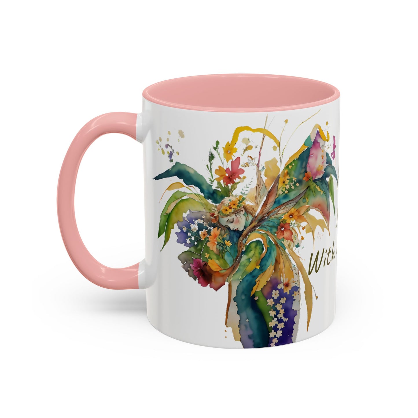 Mug Fairy Angel Blessing Flowers Watercolor Accent Coffee Mug 11 & 15oz