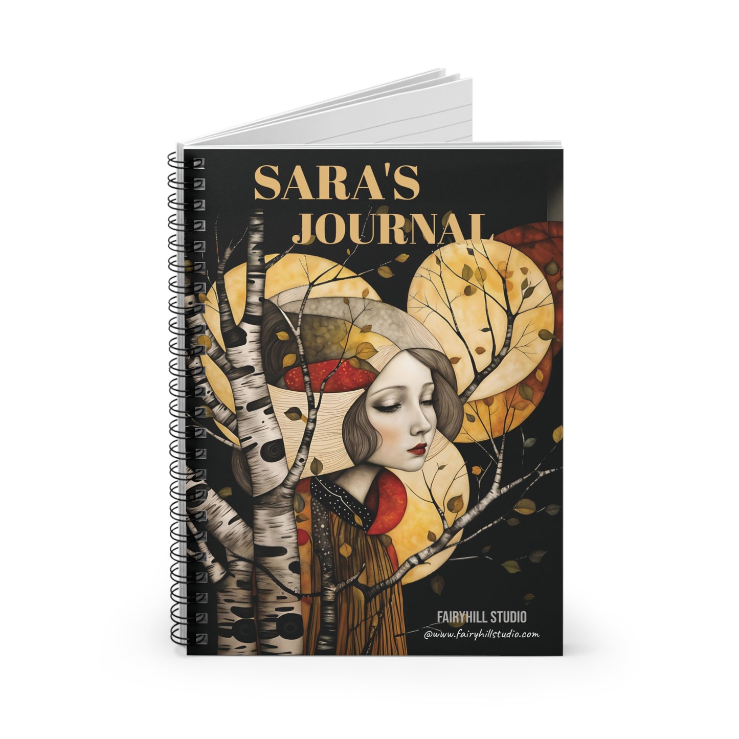 Ruled Line Spiral Notebook - Dream State Personalized Journal with Girl and Moon Design