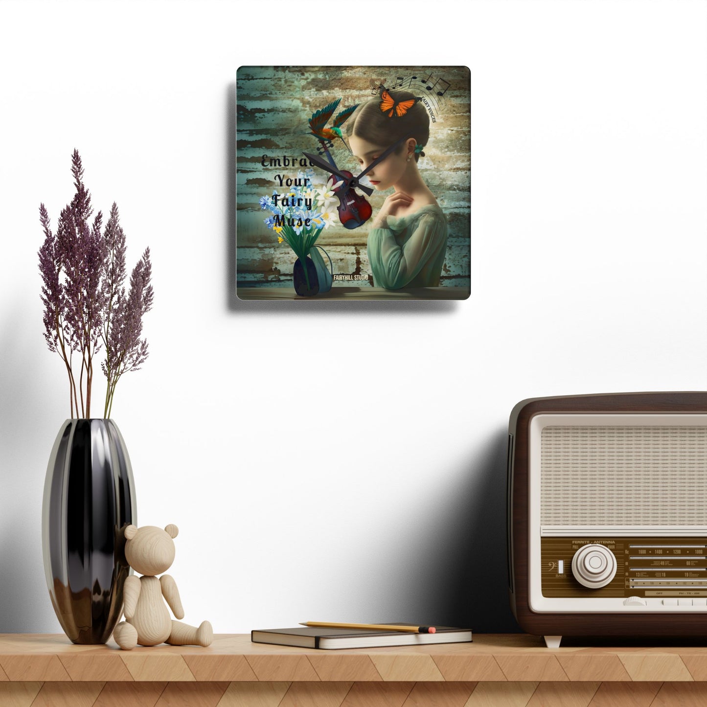 Wall Clock - Embrace your Fairy Muse Art Design