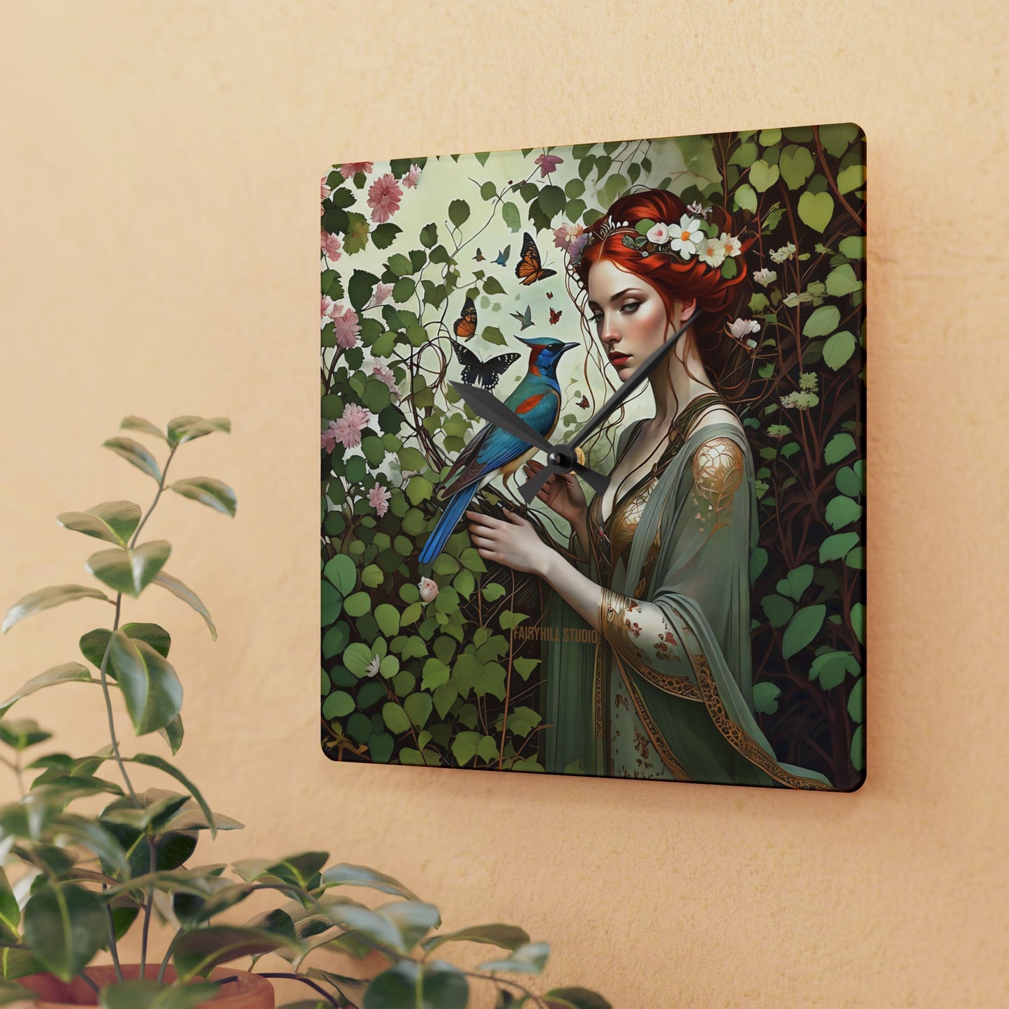 Acrylic Wall Clock Blue Bird/Art