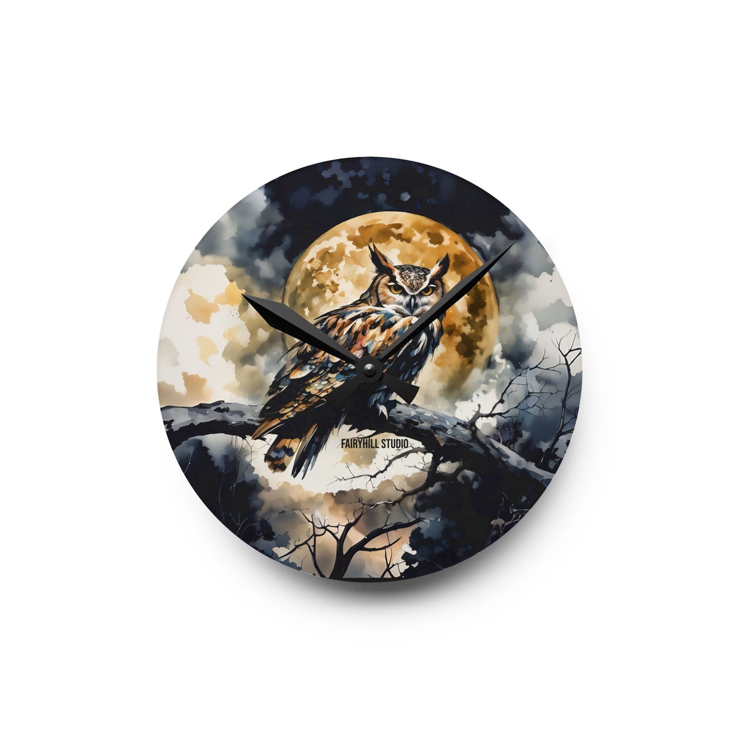 Acrylic Wall Clock Midnight Owl /Art