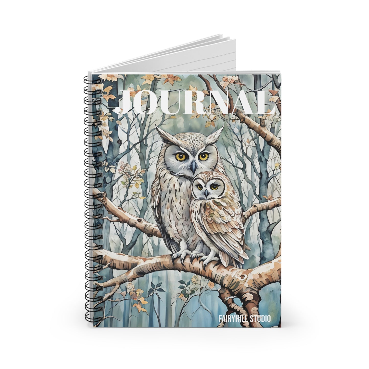 Spiral Notebook -  Owl Family Art