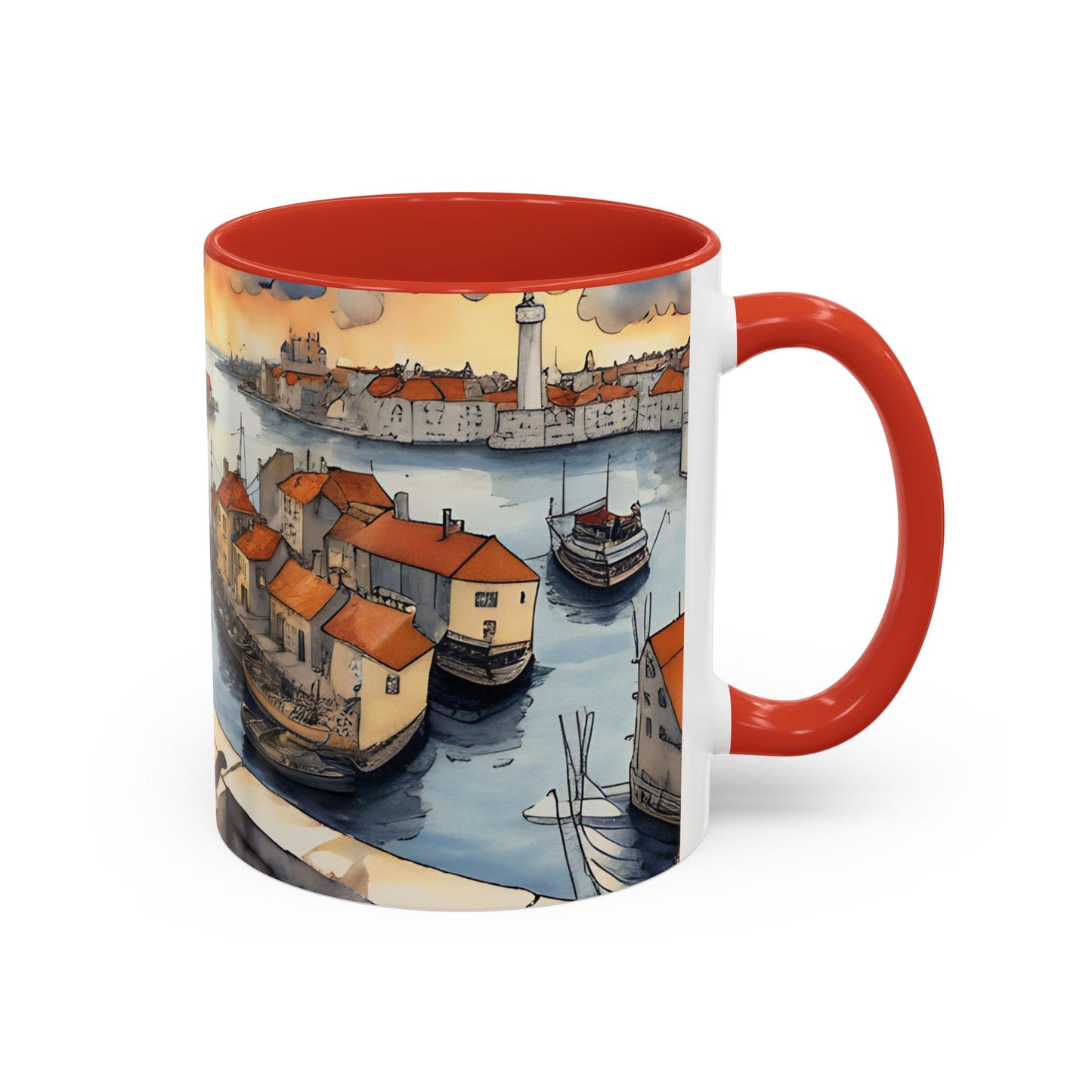 Girl with Black cat on a roof top Art-Themed Coffee Mug - 11 & 15oz Accent Mug for Musroom  Fsiry Lovers