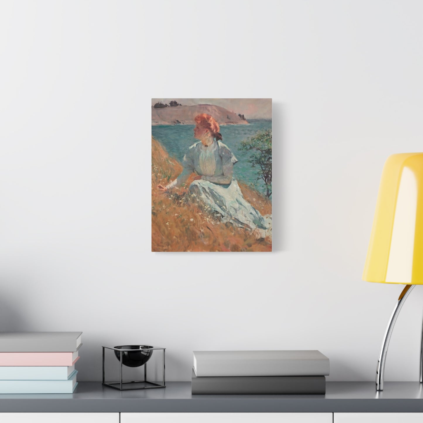Canvas Art - Monet Style Floral Serenity with Elegant Woman and Flower Basket, Stretched Matte 1 25"