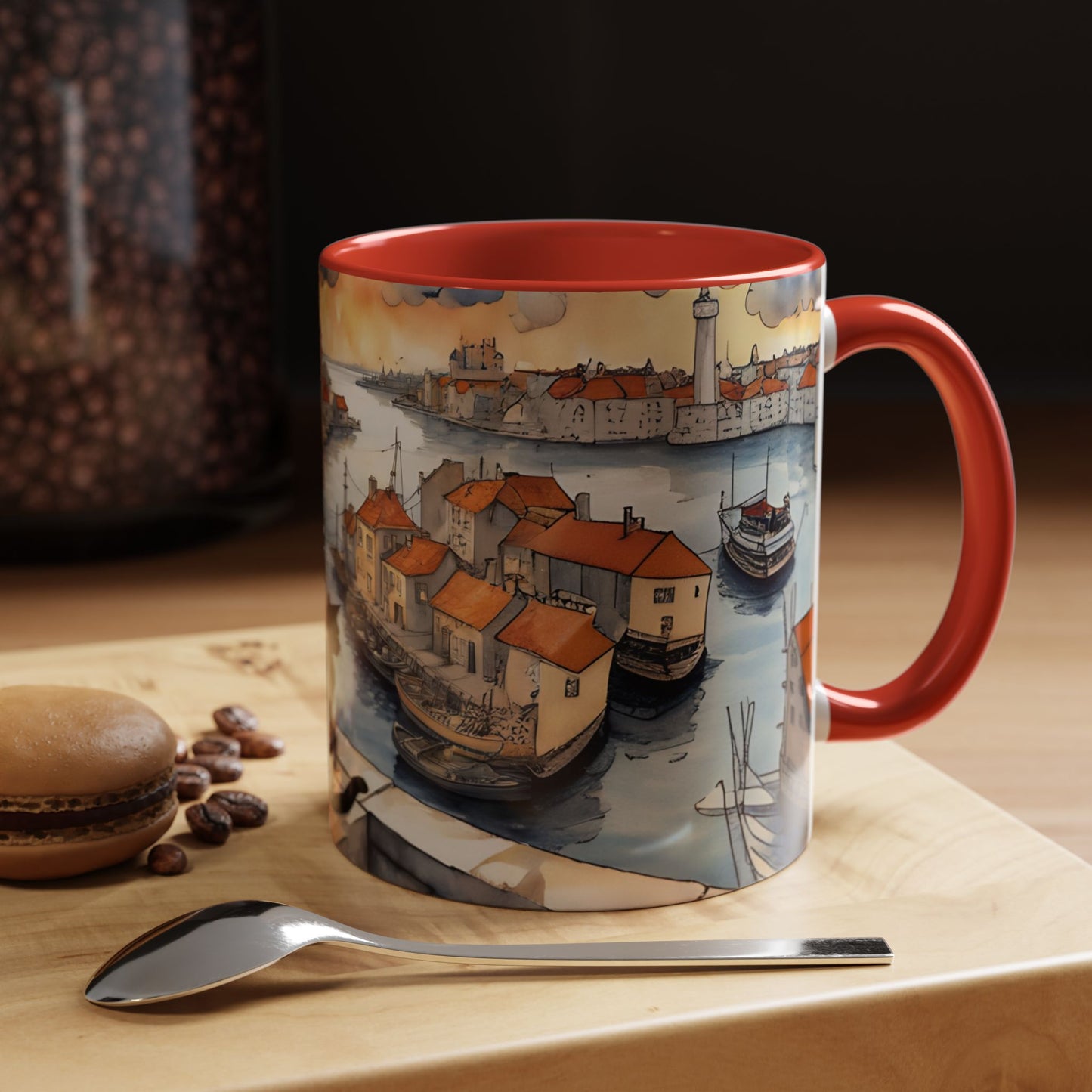 Girl with Black cat on a roof top Art-Themed Coffee Mug - 11 & 15oz Accent Mug for Musroom  Fsiry Lovers