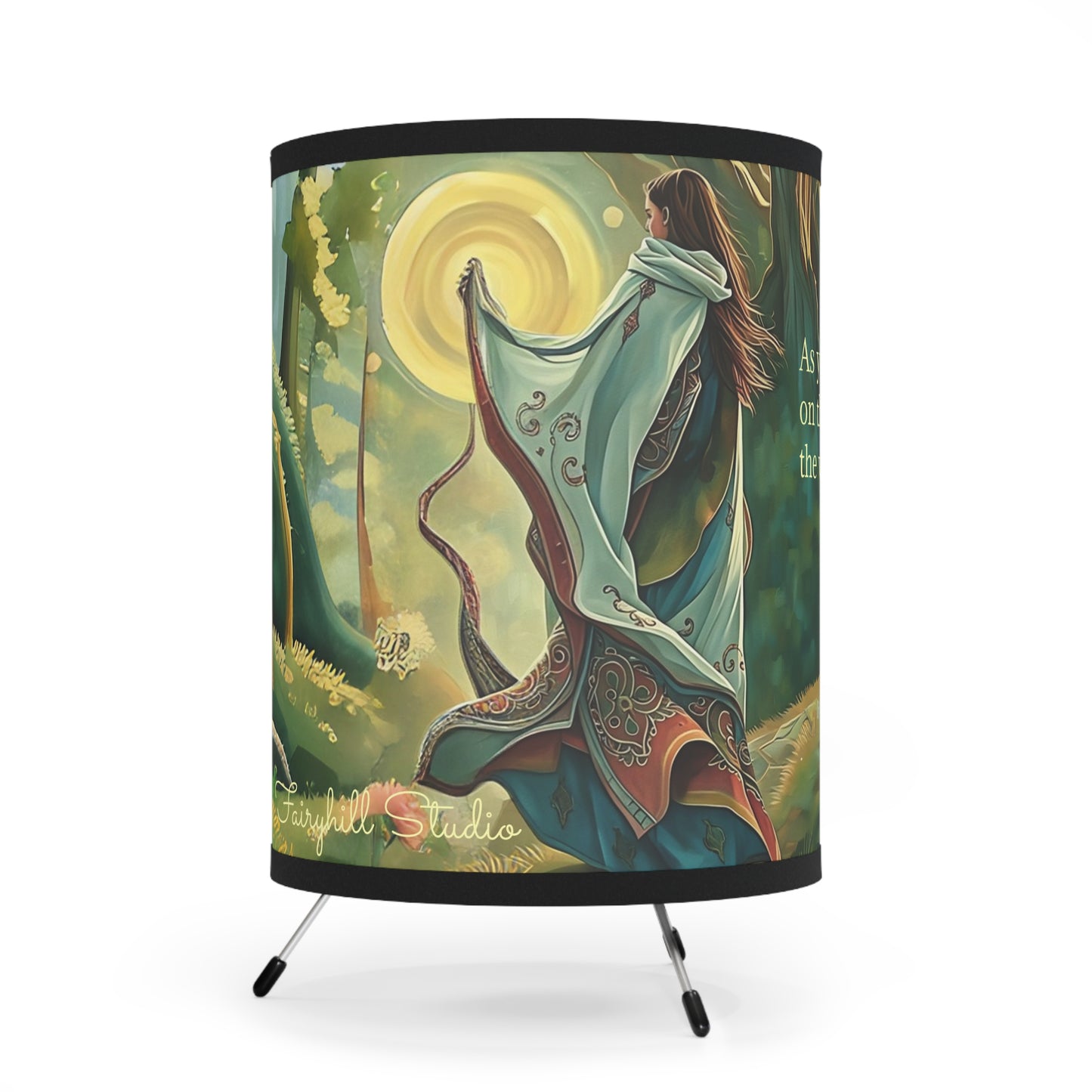 Tripod Lamp - Vibrant Rumi Quote High-Res Printed Shade - Home Decor Art