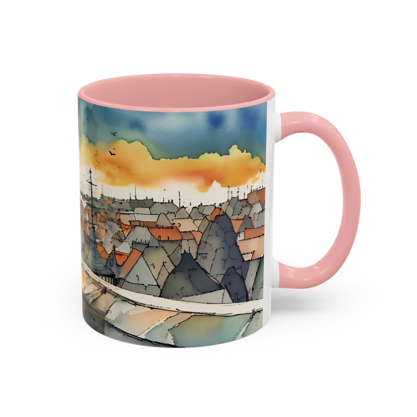 Black cat on a roof top Art-Themed Coffee Mug - 11 & 15oz Accent Mug for Musroom  Fsiry Lovers