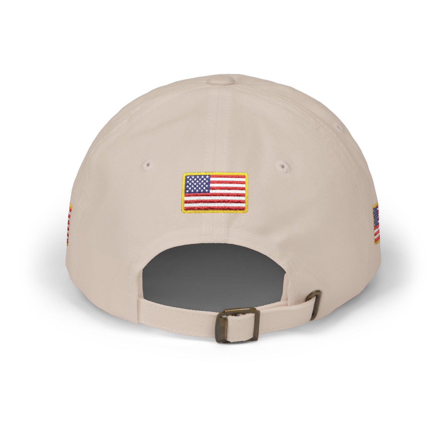 250th Anniversary USA Flag Patch Hat – Embroidered Gold Border Edition (1776–2026) – Classic White Baseball Hat