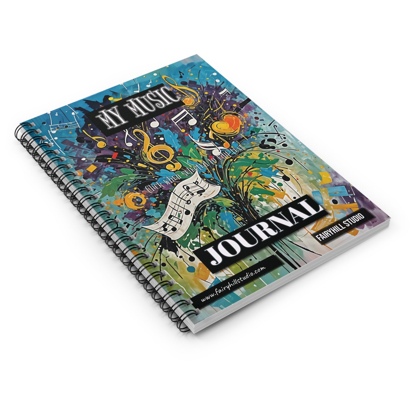 Spiral Notebook Christmas holiday journal with bouquet of music  notes - Ruled Line