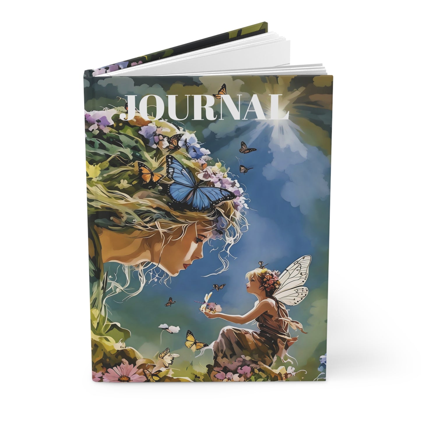 Hardcover Journal Matte - Nature Fairy Thanking Goddess Art Cover