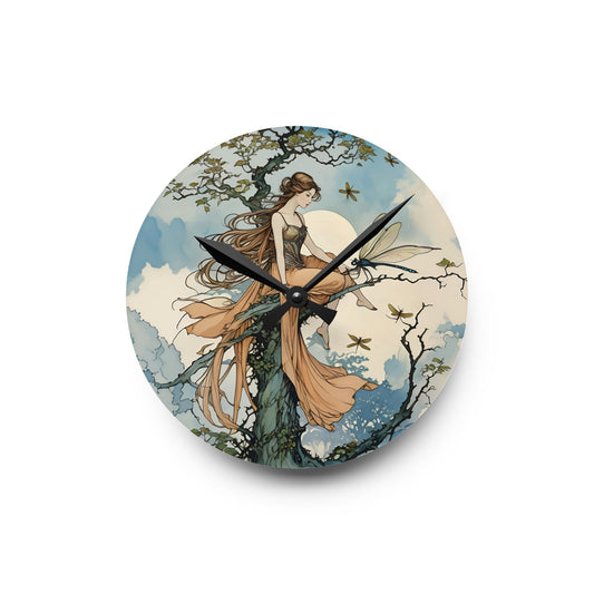 Acrylic Wall Clock Fairy and the Dragonfly