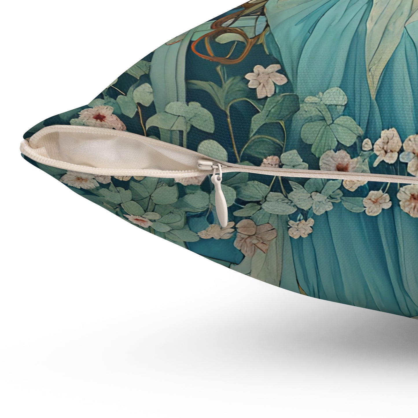 Butterfly / Flute player   Square Pillow -  by Fairyhill Studio