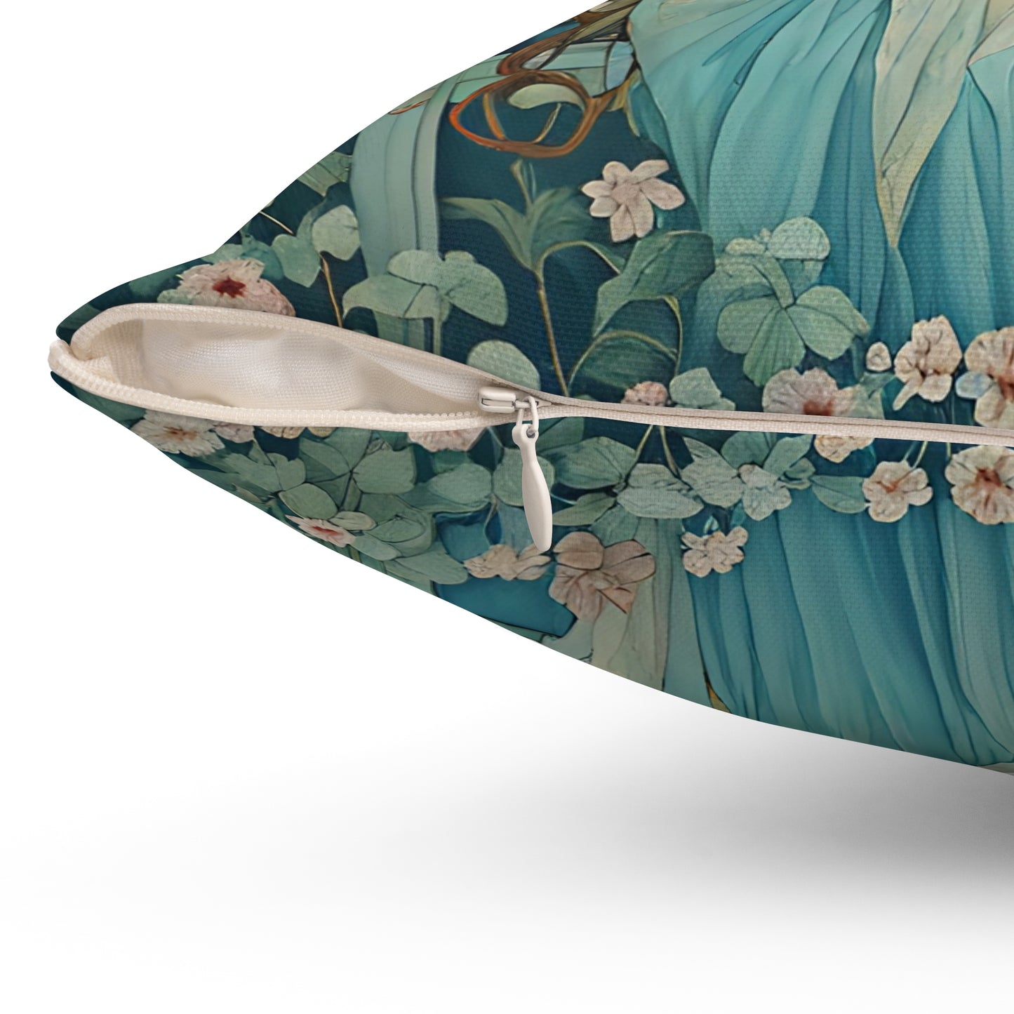 Butterfly / Flute player   Square Pillow -  by Fairyhill Studio