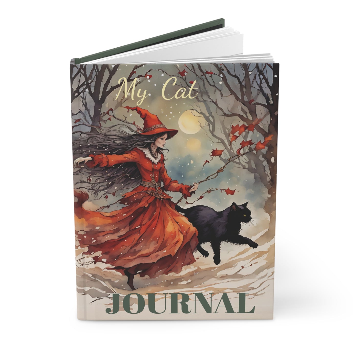 Girl with black cat   Mindfulness  Art Journal  Hardcover