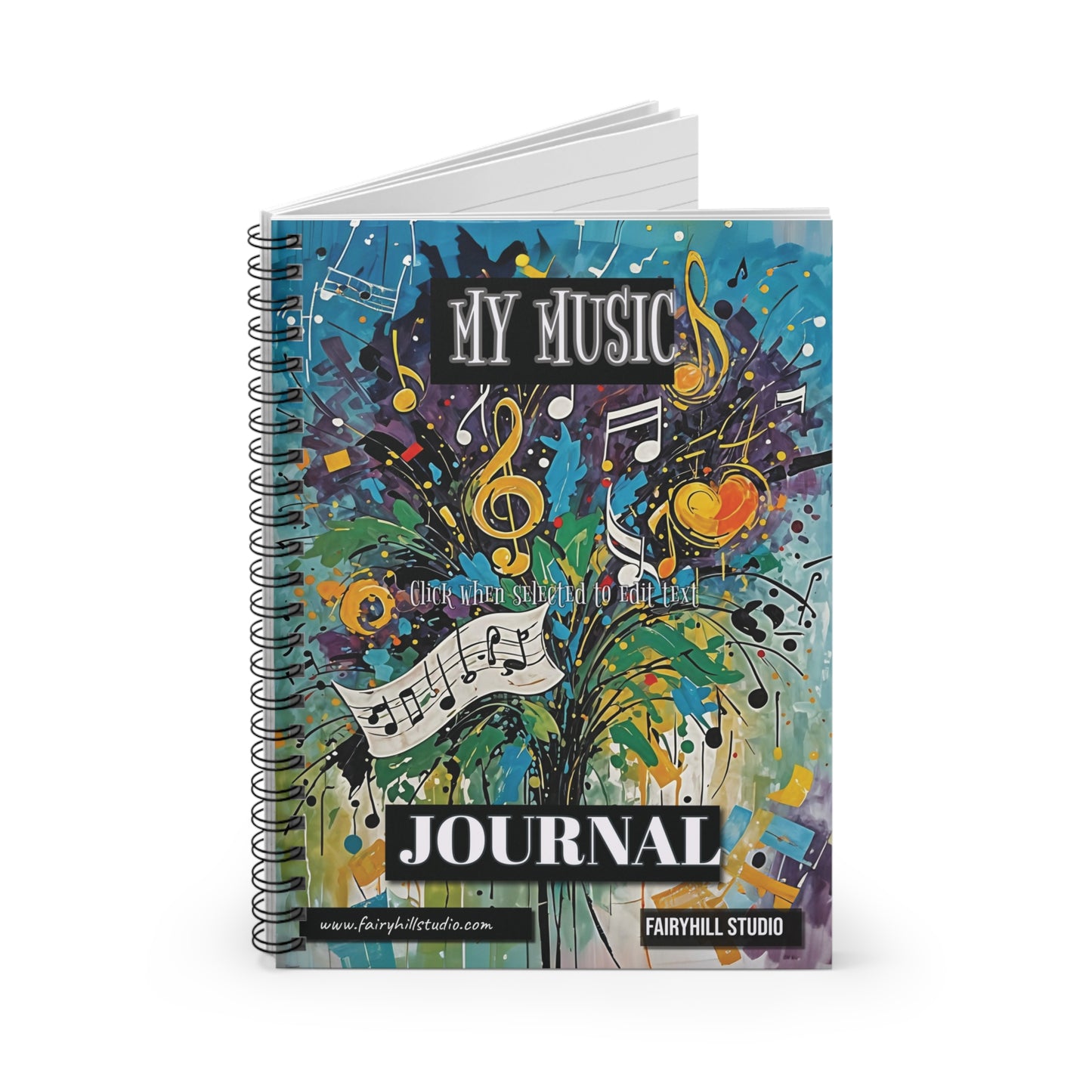 Spiral Notebook Christmas holiday journal with bouquet of music  notes - Ruled Line