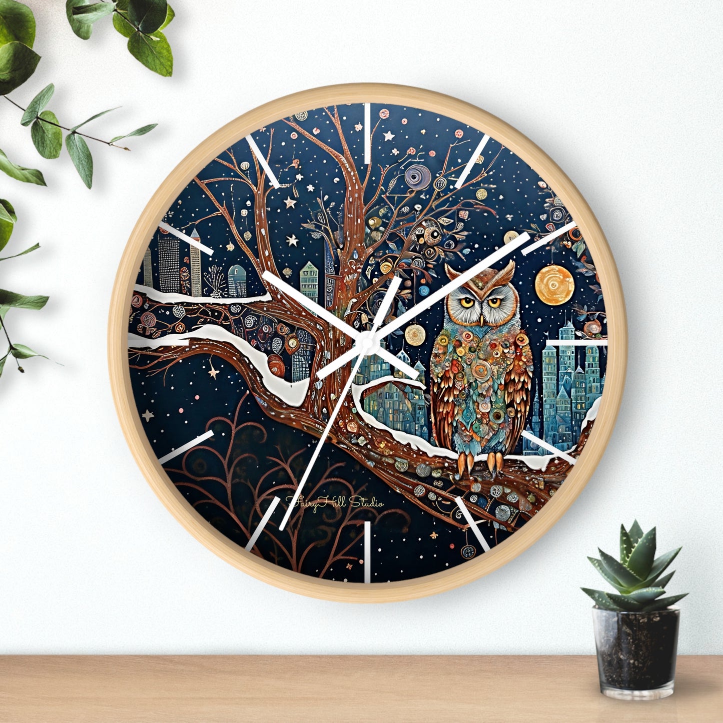 Enchanting Owl Wall Clock, Home Decor, Gift for Fantasy Lovers, Unique Gift, Fairy Tale Decor, Woodland Theme