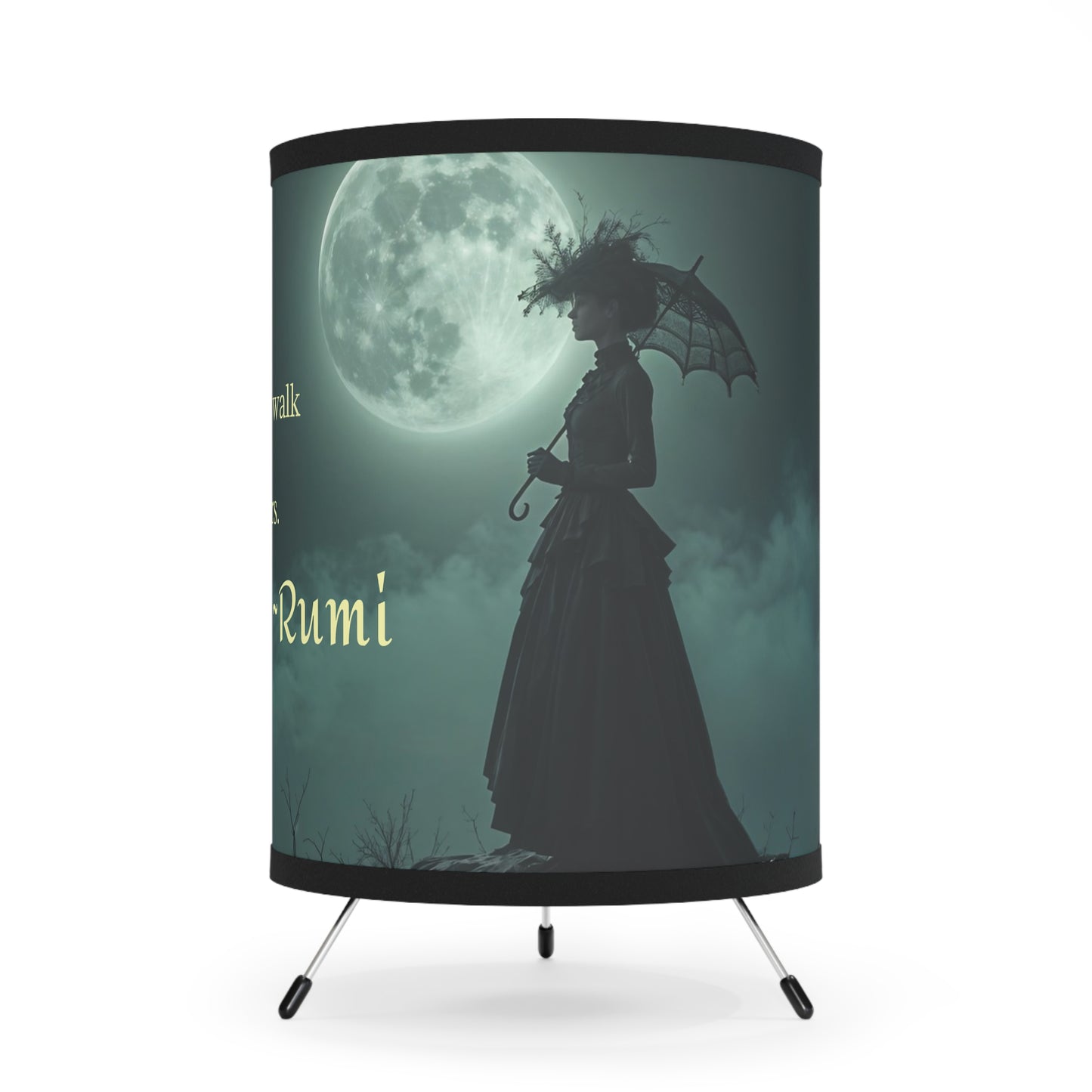 Tripod Lamp with Rumi Quote