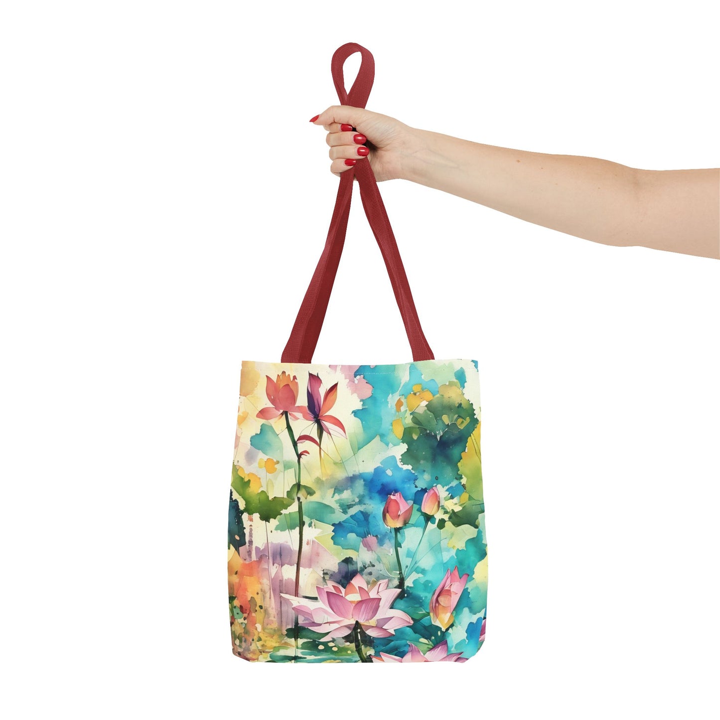 Tote Bag  with lotus flower art(AOP)
