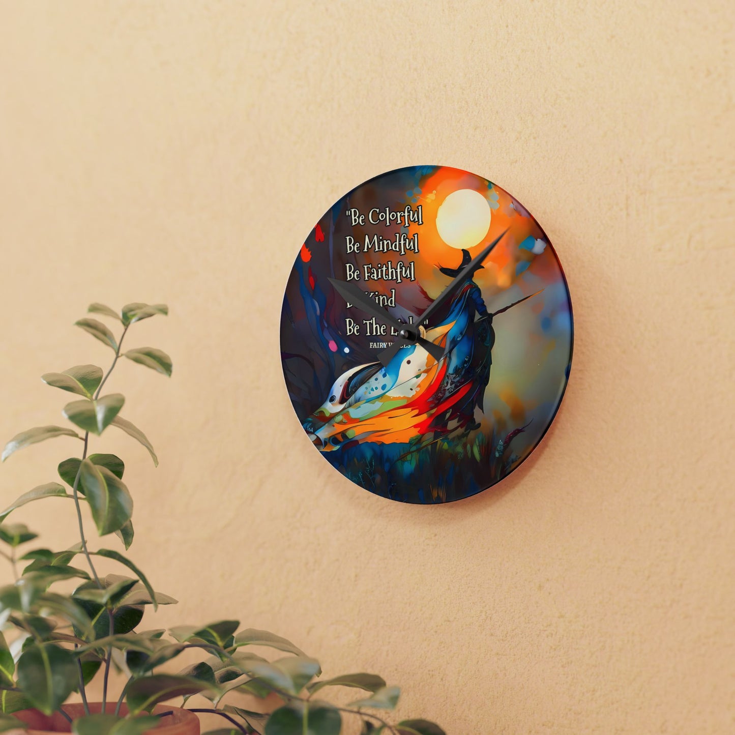 Colorful Witch Wall Clock