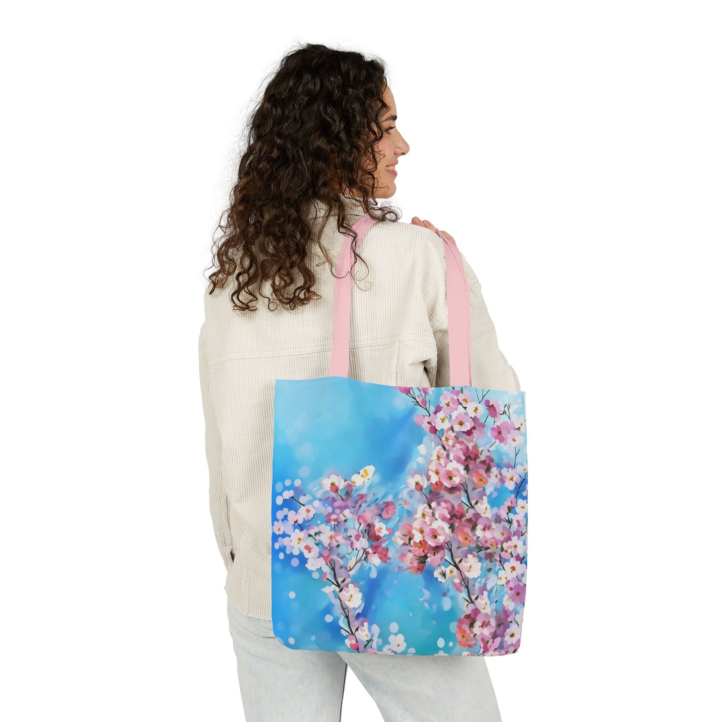 Colorful FairyHill Studio Sakura flowers Canvas Tote Bag - Perfect for Beach Days, Eco-Friendly Shopping, and Summer Fun!