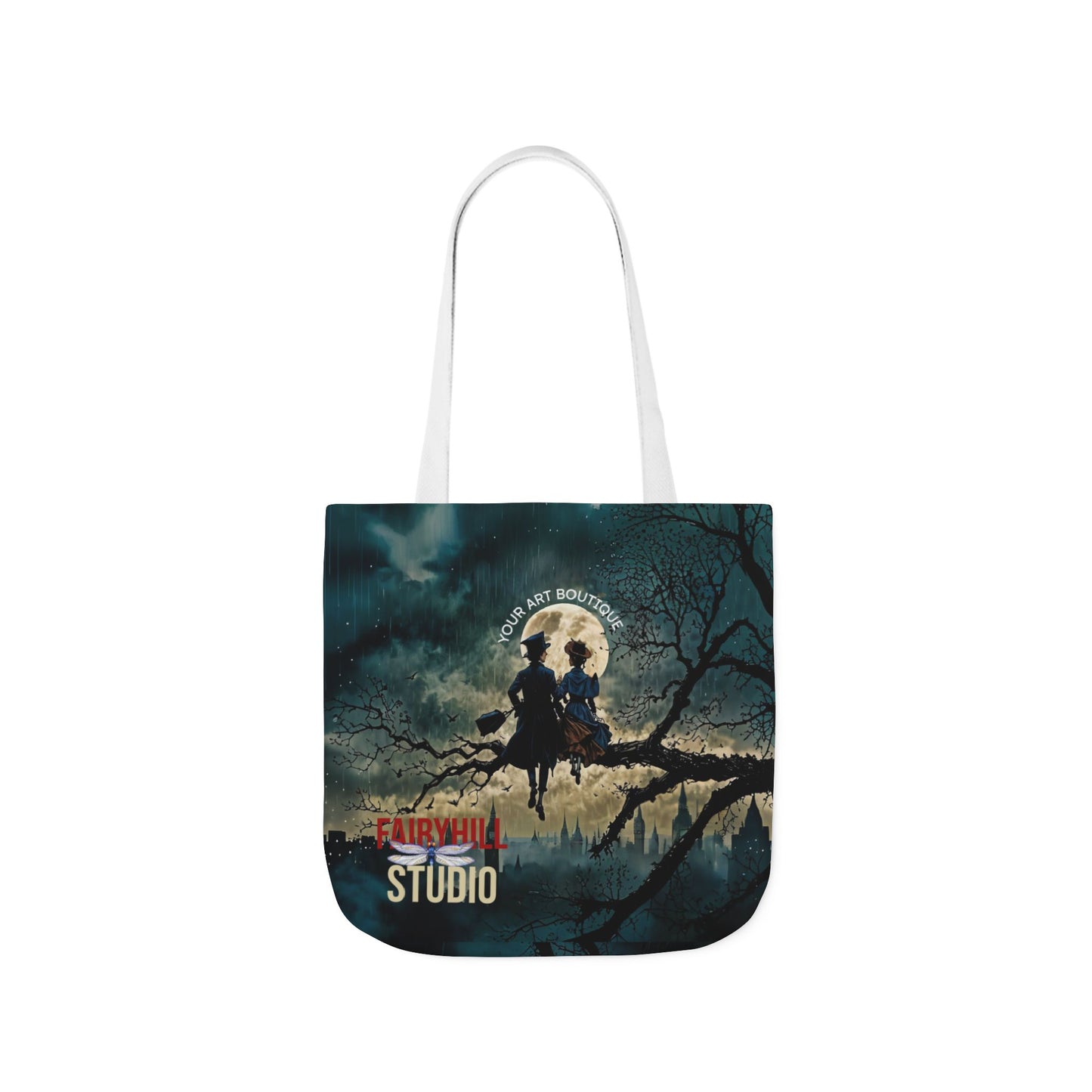 London moon under Rain Canvas Tote Bag - Perfect for Beach Days, Eco-Friendly Shopping, and Summer Fun!