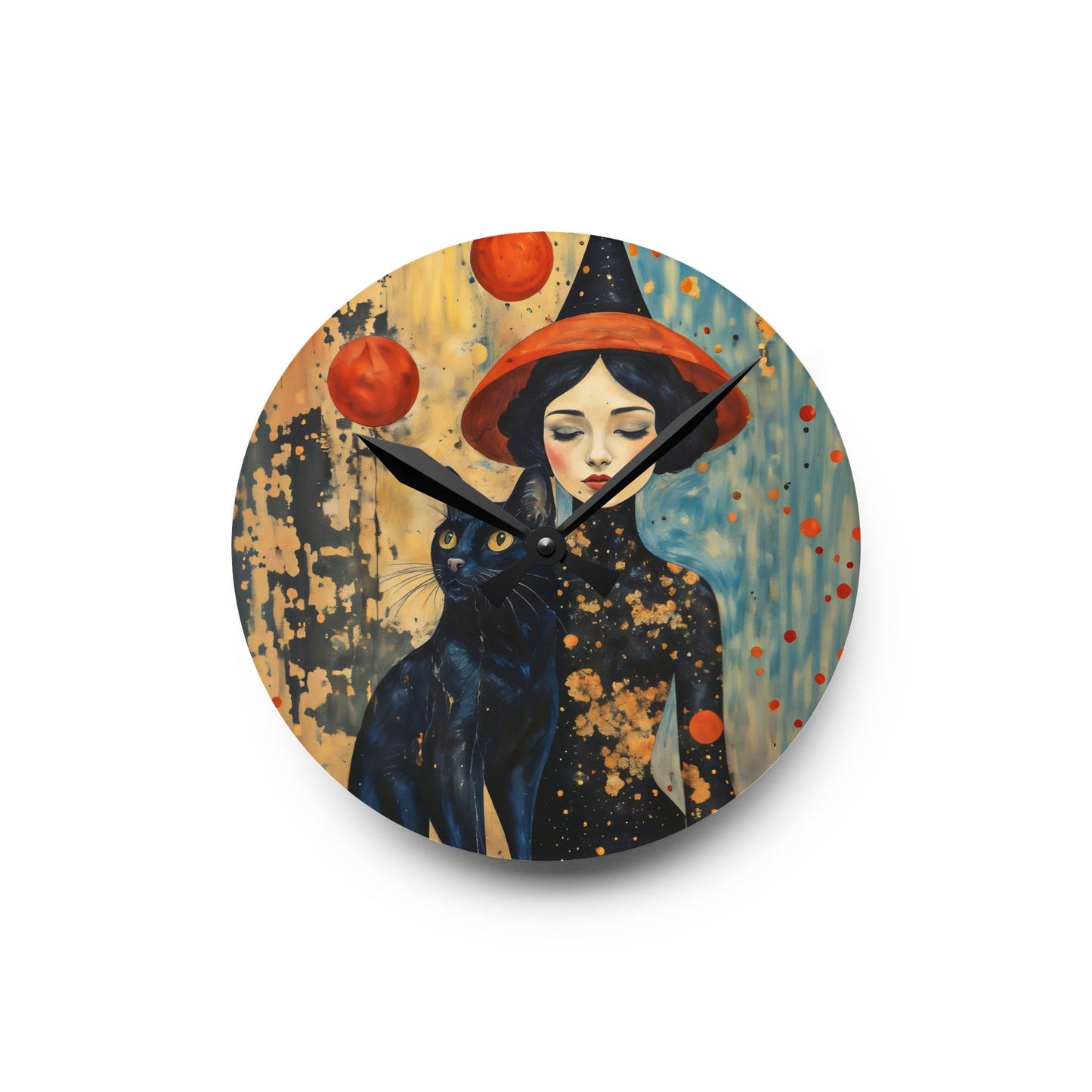 Red Moon Witch  Acrylic Wall Clock