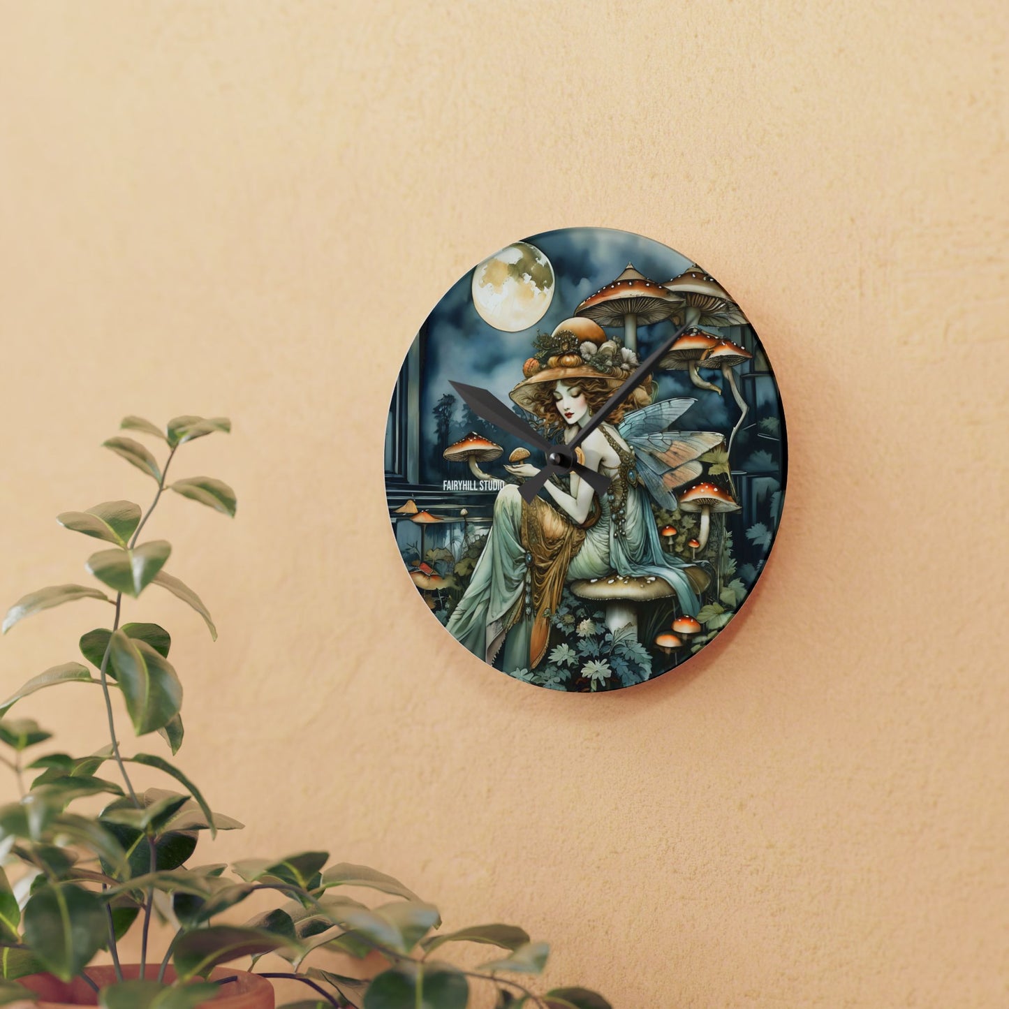 Acrylic Wall Clock - Mushroom Fairy