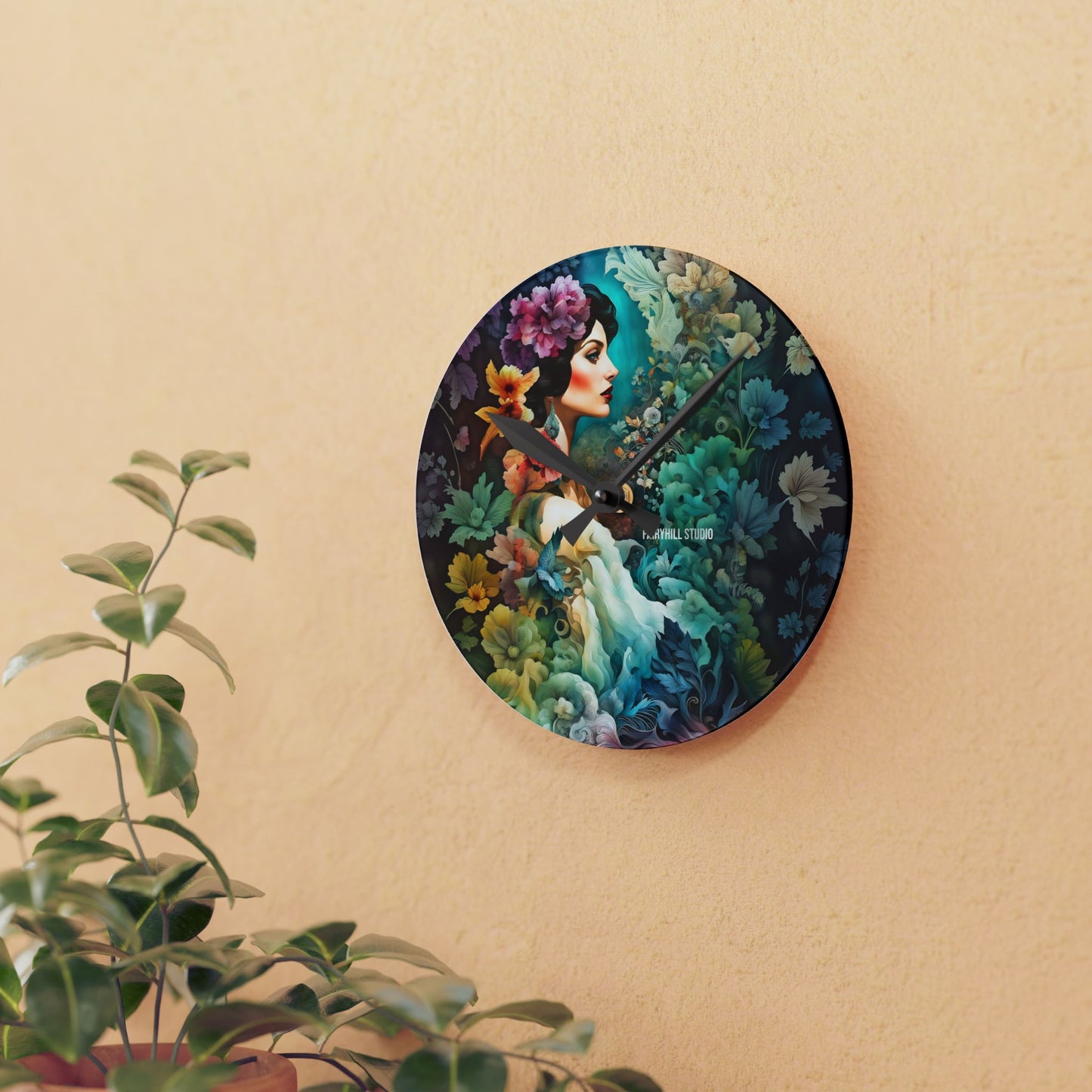 Acrylic Wall Clock Flower Garden /Art