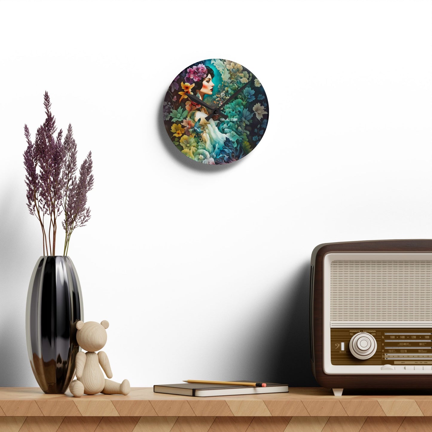 Acrylic Wall Clock Flower Garden /Art
