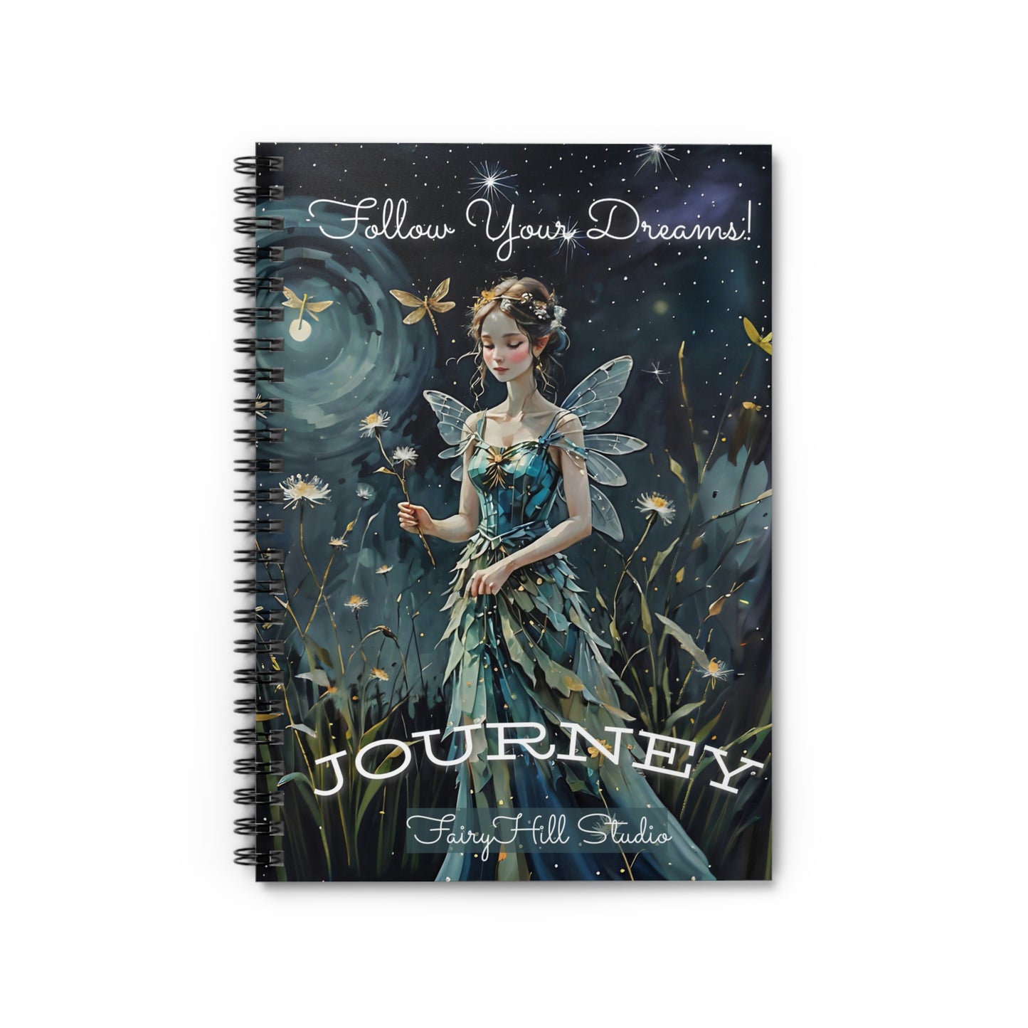 Spiral Notebook My Art Journal , Follow your dream Journal Travel Journey /Journal FairyHill Studio Journal Ruled Line Journal/Fashion Model