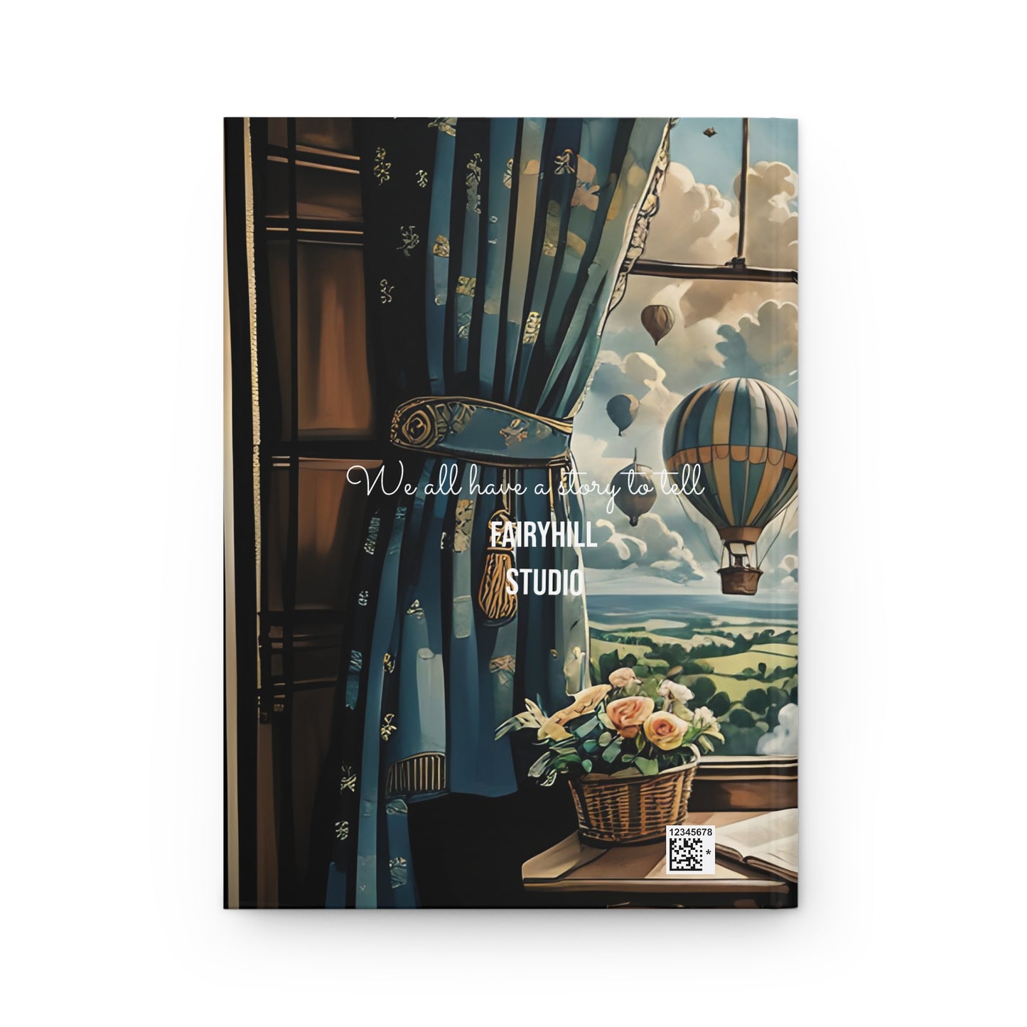 Hardcover Journal  Victorian girl watching the hot air balloons Art