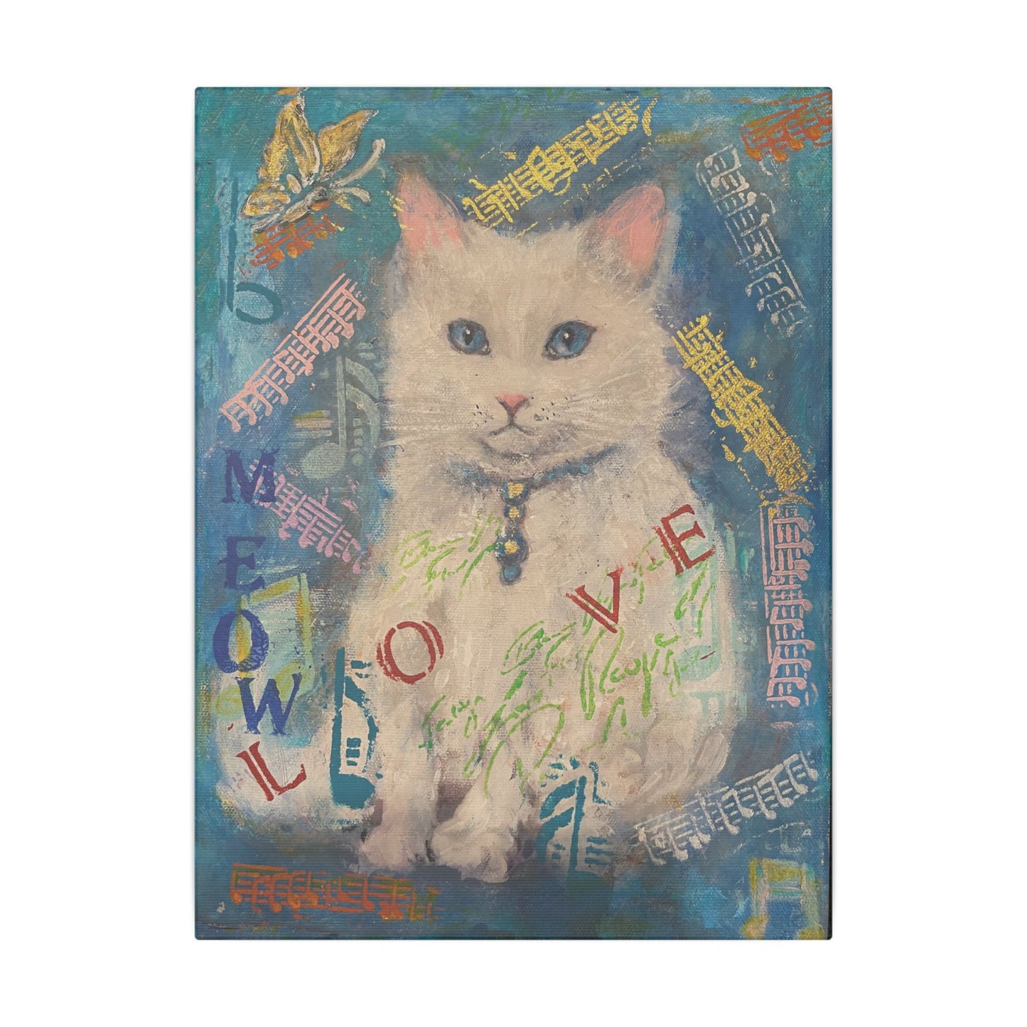 Canvas Wall Art: White Cute Cat Matte Canvas, Stretched, 0.75&quot; by FairyHill Studio