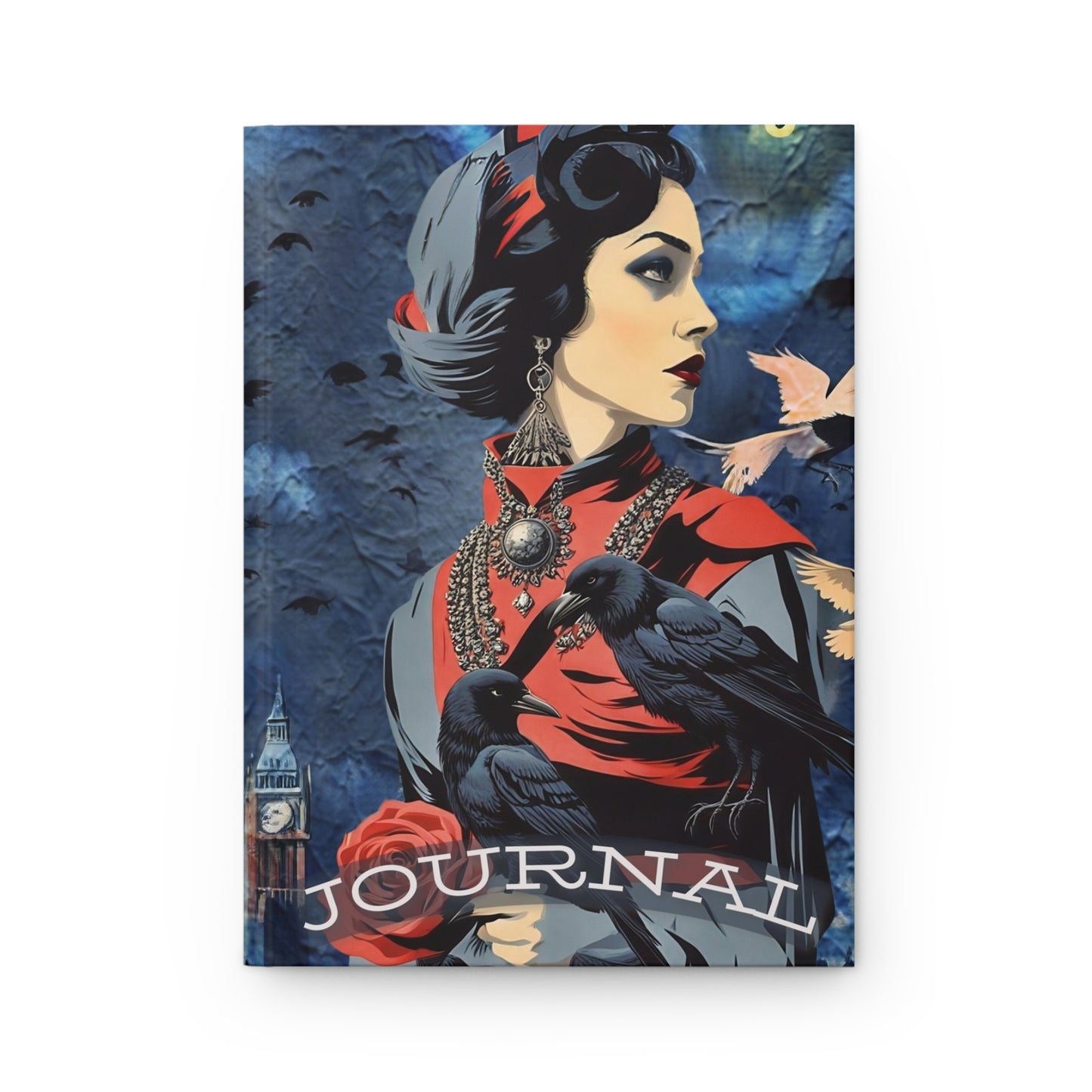 Hardcover Journal Matte -Vintage Model with a red Rose waiting Journal