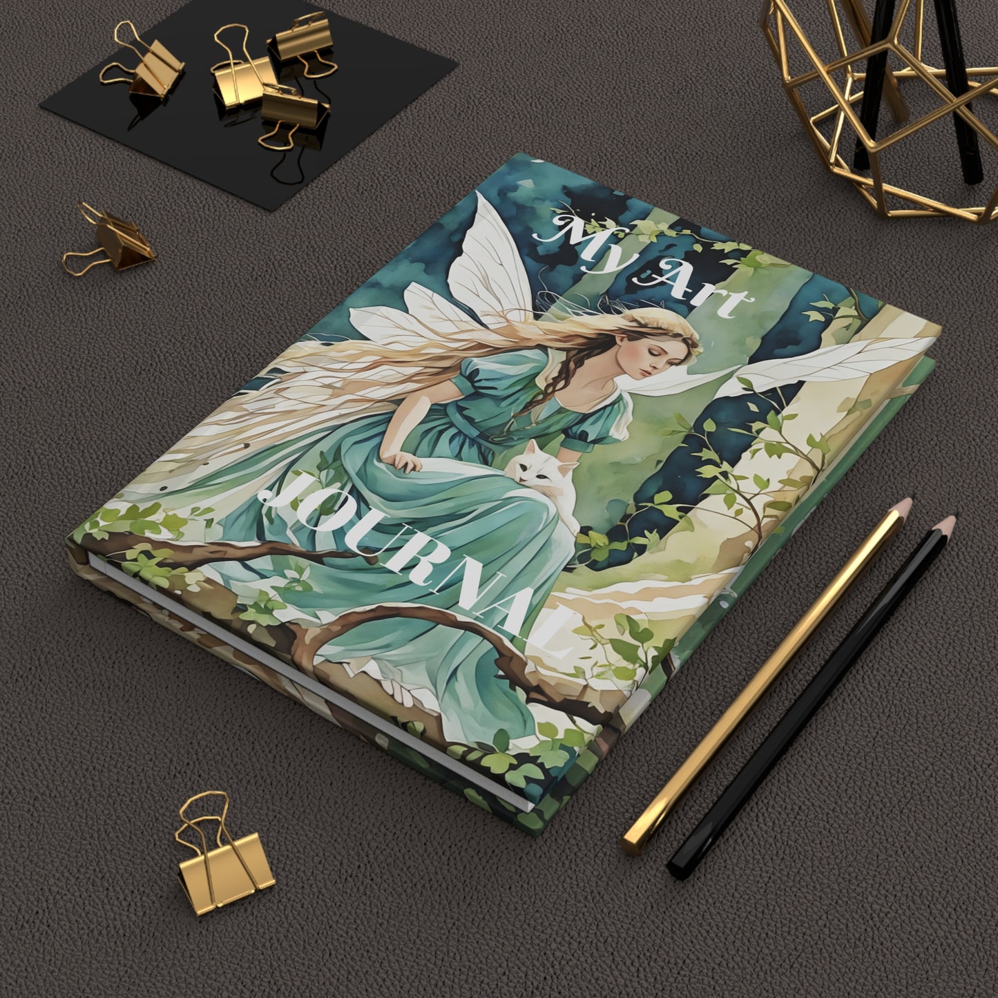 Angel and White Cat Hardcover Journal Matte
