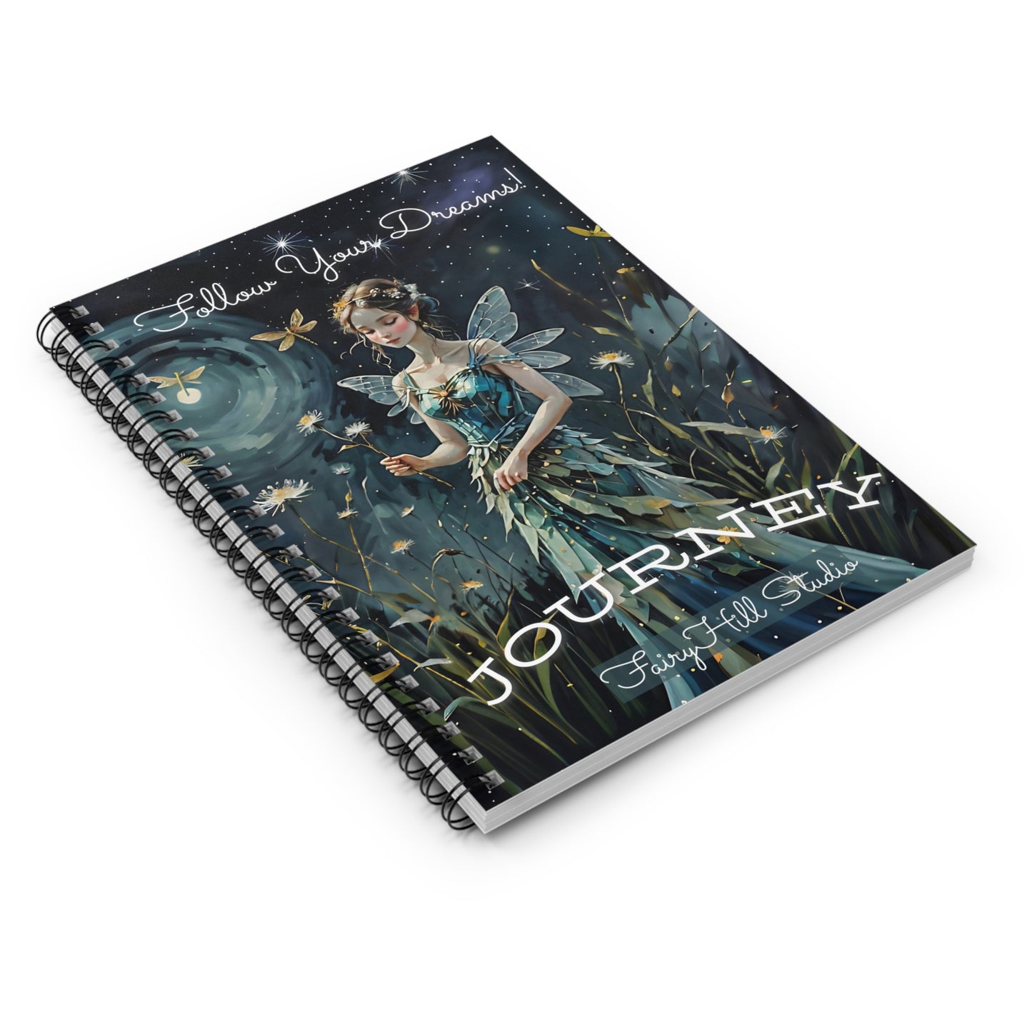Spiral Notebook My Art Journal , Follow your dream Journal Travel Journey /Journal FairyHill Studio Journal Ruled Line Journal/Fashion Model