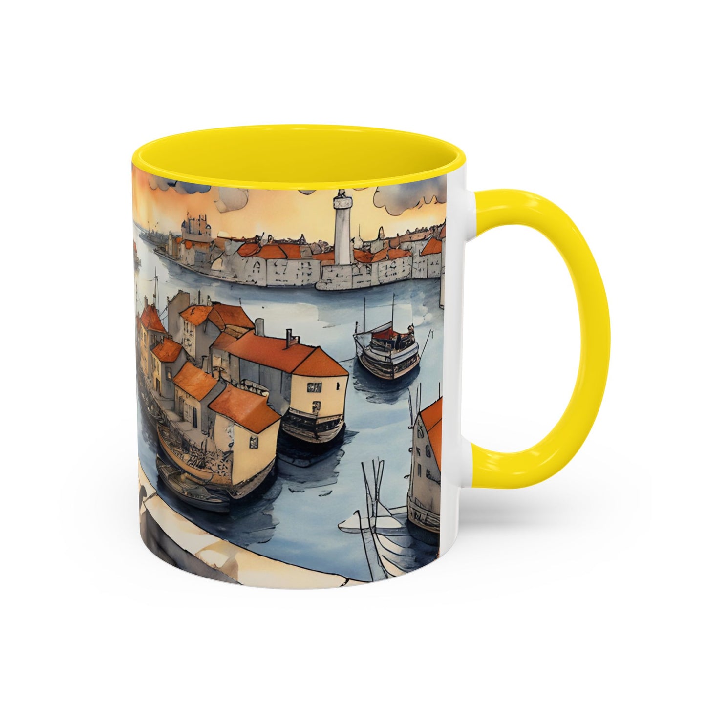 Girl with Black cat on a roof top Art-Themed Coffee Mug - 11 & 15oz Accent Mug for Musroom  Fsiry Lovers