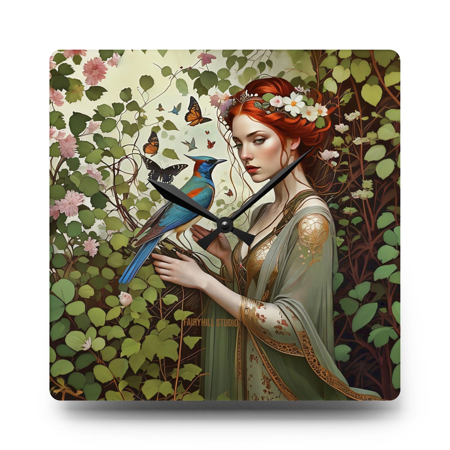 Acrylic Wall Clock Blue Bird/Art