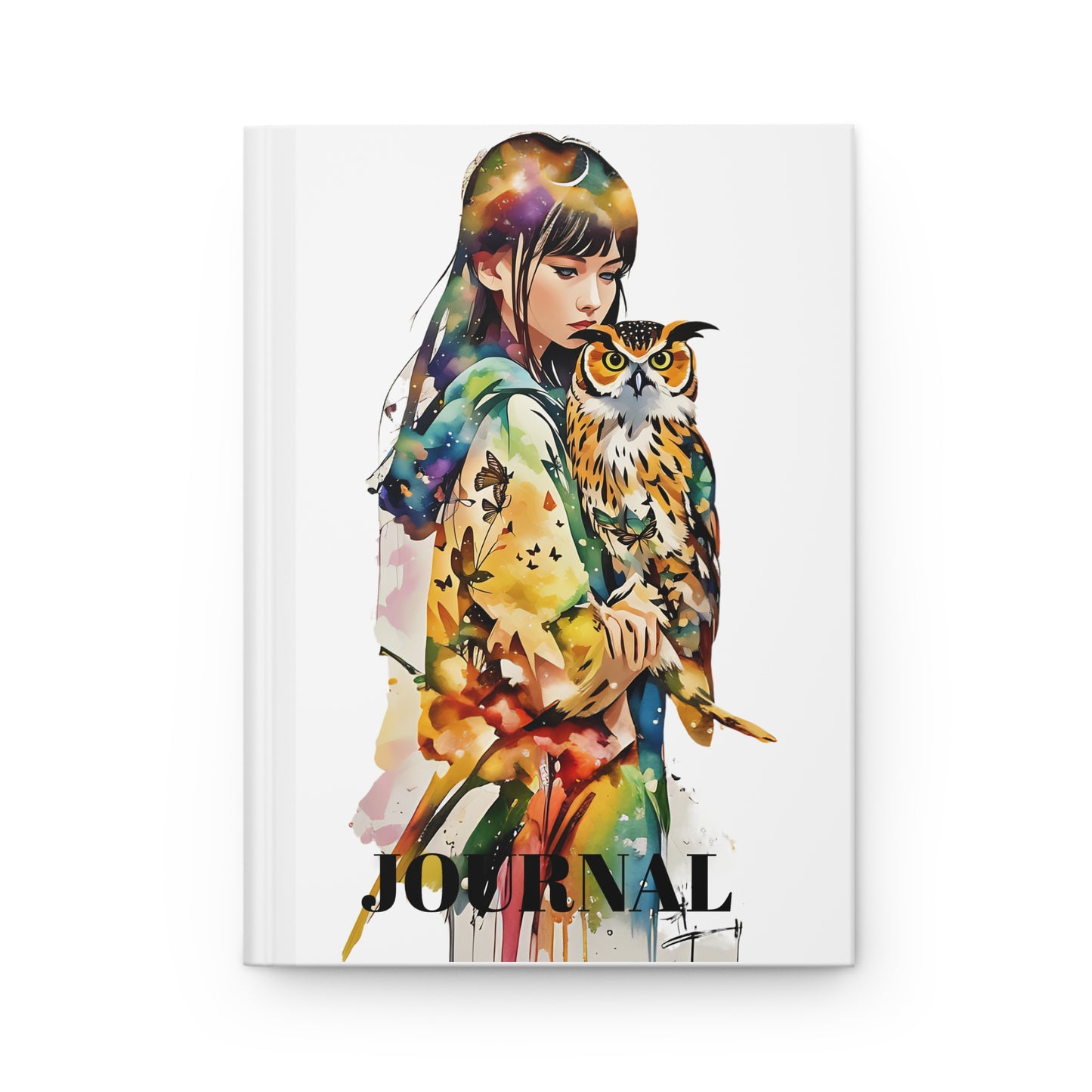 Hardcover Journal - Owl and the girl/ Art