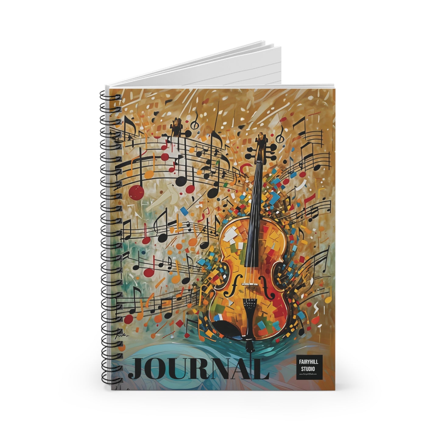 Christmas Violin Spiral Notebook - Ruled Line