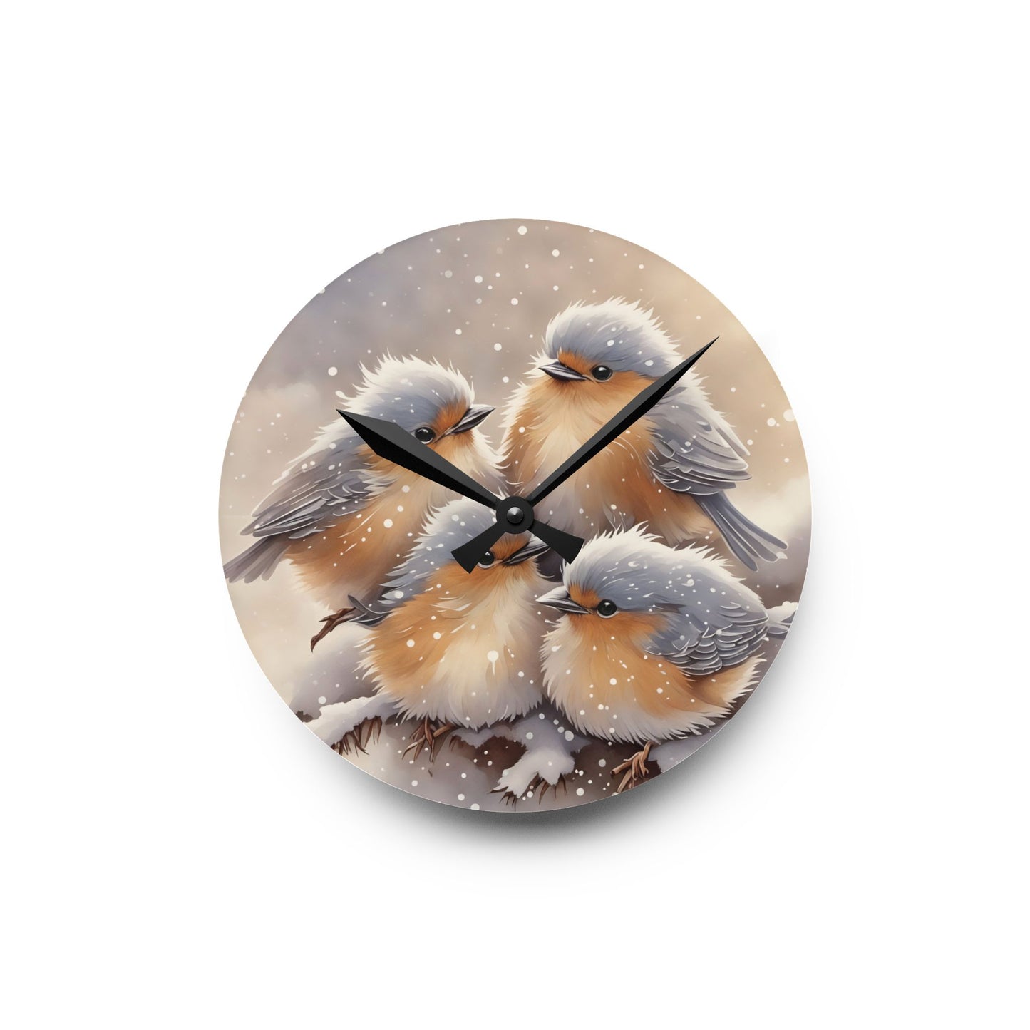 Birds in Winter Acrylic Wall Clock