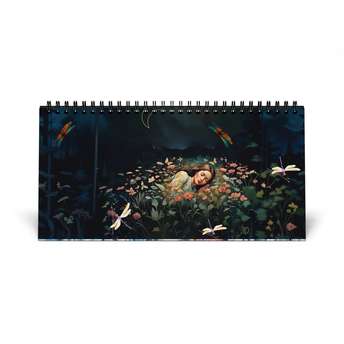 Desktop Calendar (2025 grid) - Midnight Fairy Garden Art