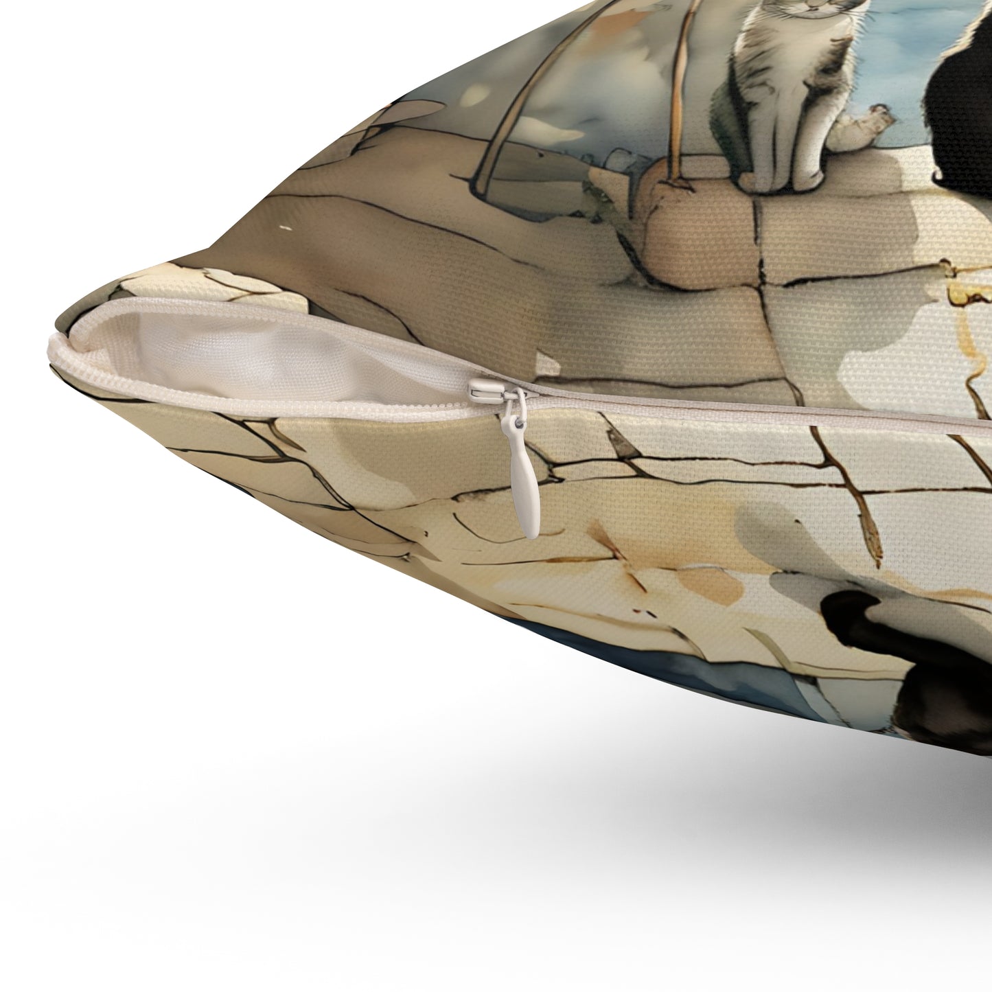Harbour Cats Square Pillow - by Fairyhill Studio