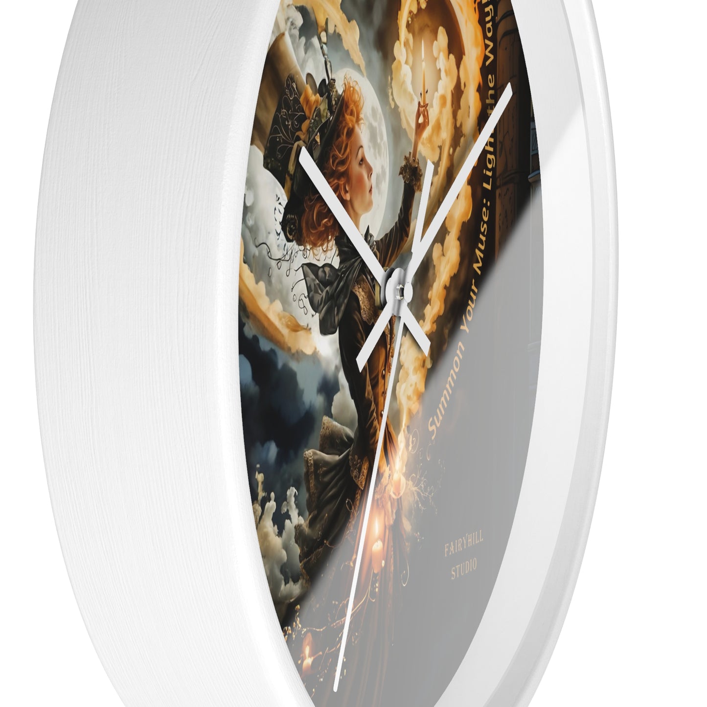 Acrylic Wall Clock - Mad Hatter Fairy Muse with Candle Art by Fairyhill Studio