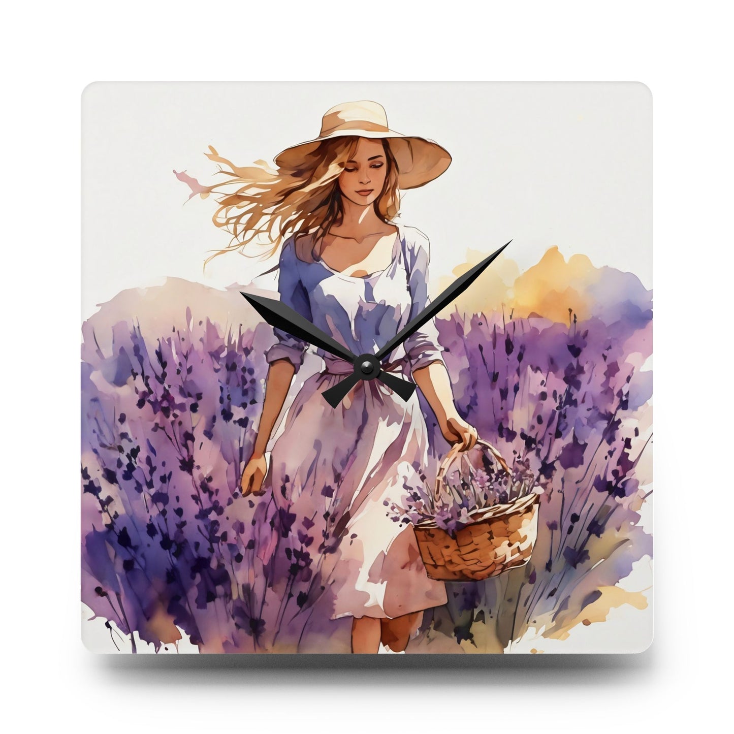 Lavender Field Acrylic Wall Clock