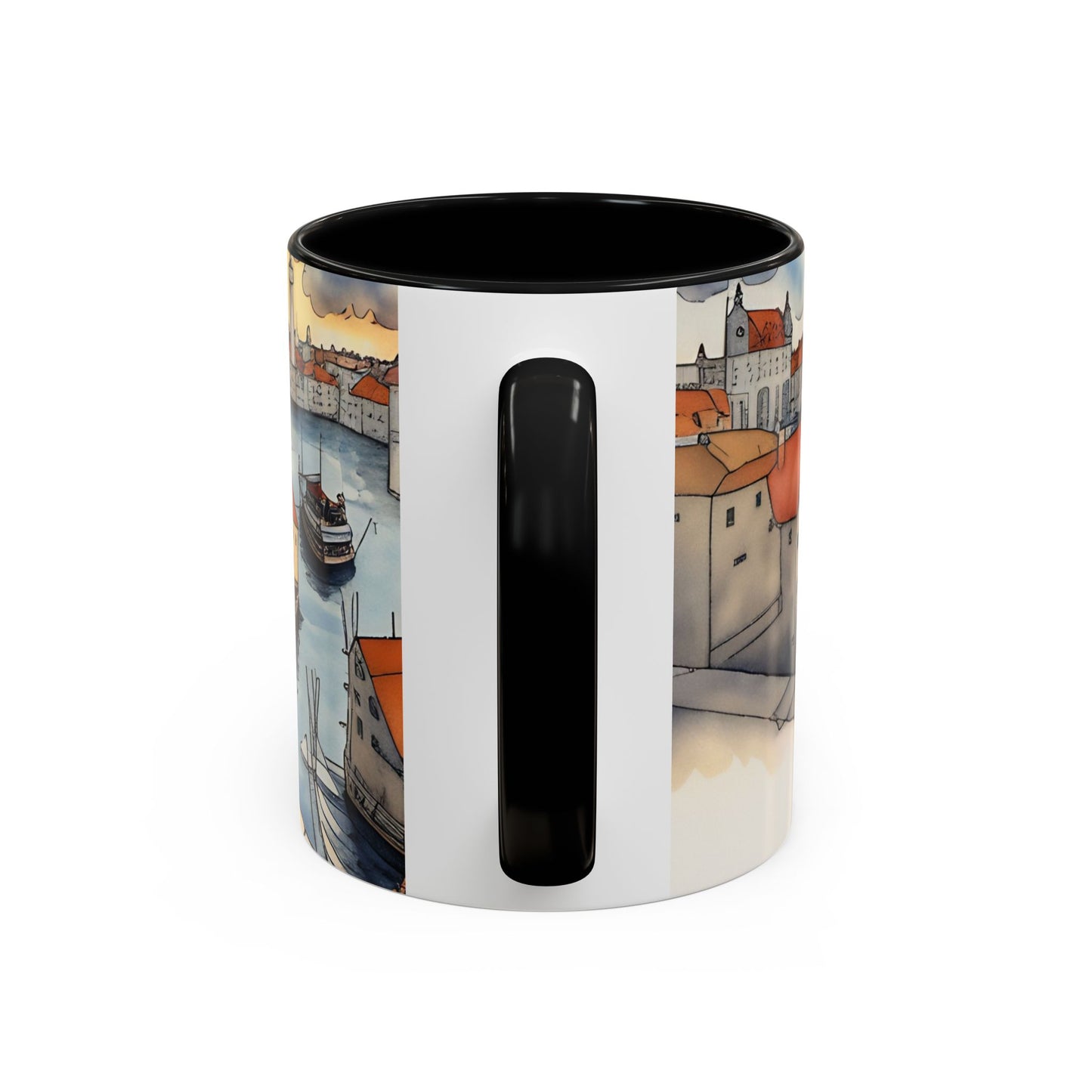 Girl with Black cat on a roof top Art-Themed Coffee Mug - 11 & 15oz Accent Mug for Musroom  Fsiry Lovers