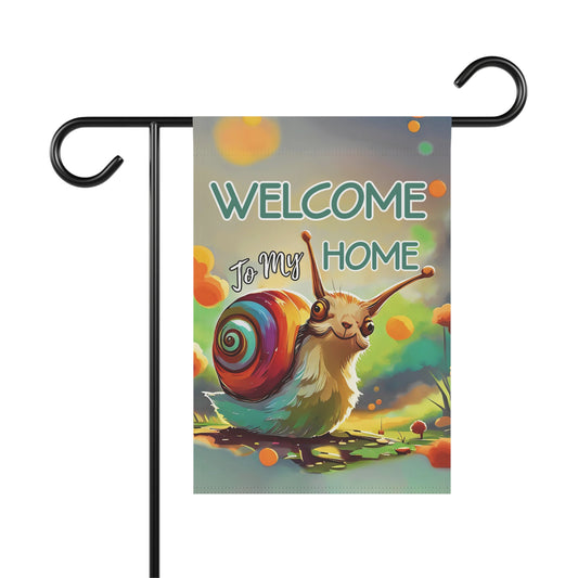 Garden Banner Snail Flag - Welcome to My Home Floral Yard Decor