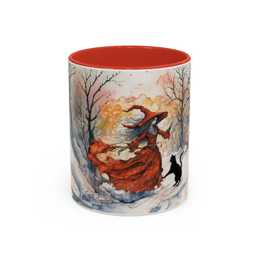 Accent Crimson witch and black cat Coffee Mug (11, 15oz)